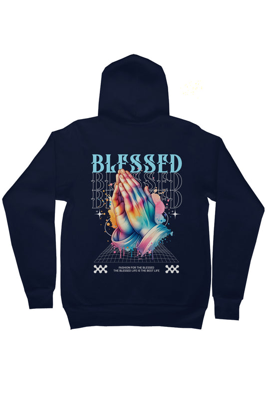 Full-Zip Navy Praying Hands Hoodie 